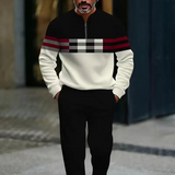👕 Conjunto Casual de 2 Piezas para Hombre – Sudadera con 1/4 de Cierre, Estampado Gráfico y Corte Relajado, Tallas S-3XL ✨🧑🦱