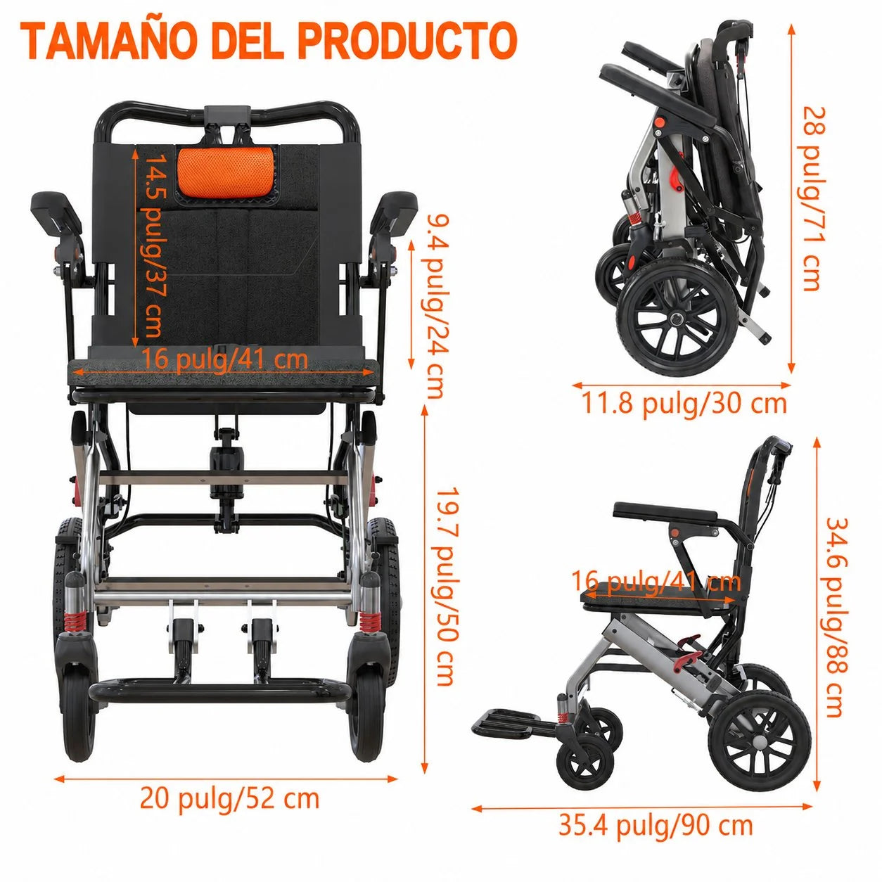 Silla de Ruedas Plegable Ligera con Frenos Dobles y Apoyabrazos Abatibles FOLDAVIA™