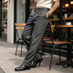 Pantalones casuales de pierna ancha plisados para hombre