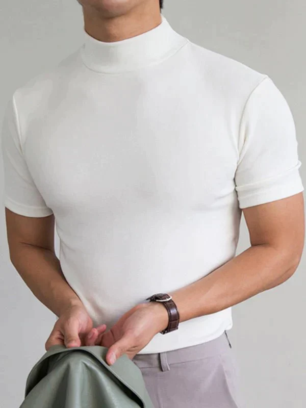 👕 Camiseta Ajustada de Cuello Alto para Hombre – Estilo Moderno y Confortable para Todos los Días ✨🔥