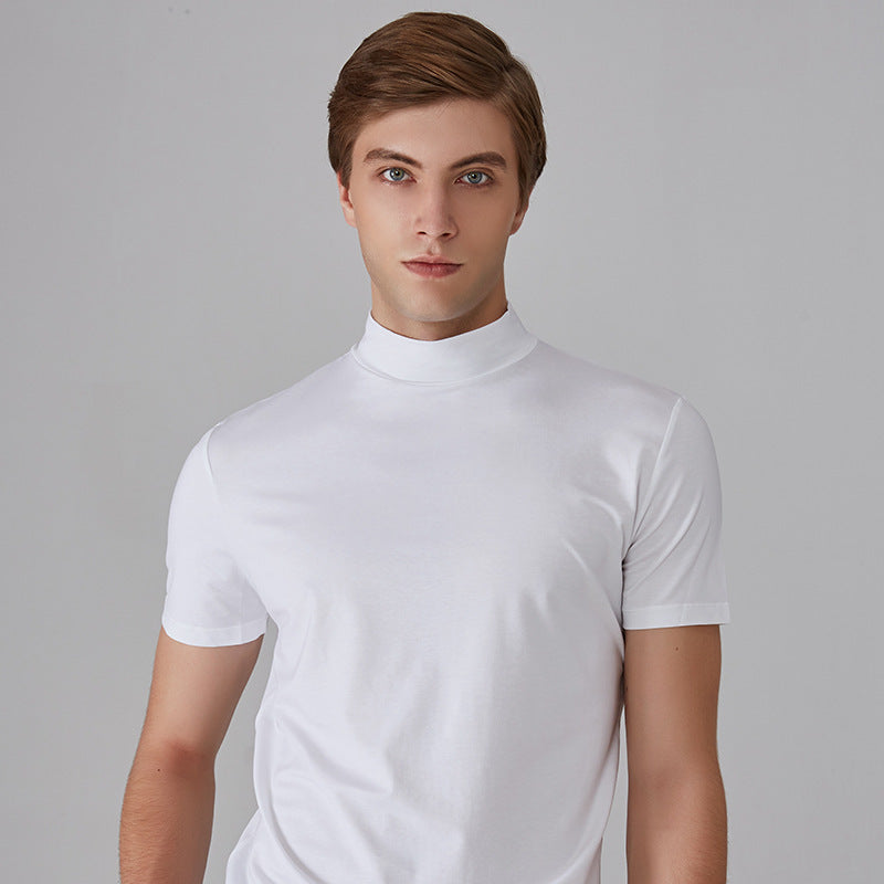 👕 Camiseta Ajustada de Cuello Alto para Hombre – Estilo Moderno y Confortable para Todos los Días ✨🔥