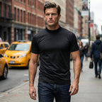 👕 Camiseta Ajustada de Cuello Alto para Hombre – Estilo Moderno y Confortable para Todos los Días ✨🔥