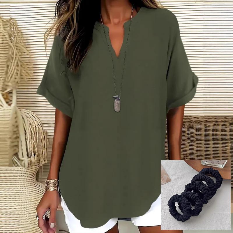 👕 Camiseta de Manga Corta Holgada y Lisa para Mujer – Estilo Casual y Moderno 🌸✨