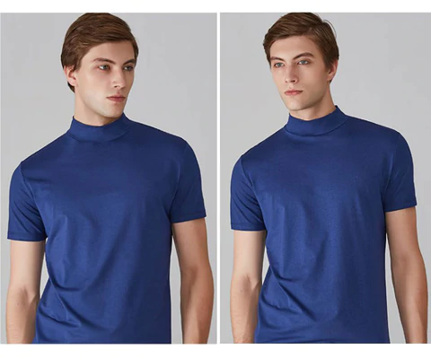 👕 Camiseta Ajustada de Cuello Alto para Hombre – Estilo Moderno y Confortable para Todos los Días ✨🔥
