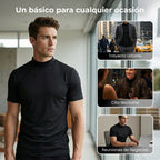 👕 Camiseta Ajustada de Cuello Alto para Hombre – Estilo Moderno y Confortable para Todos los Días ✨🔥