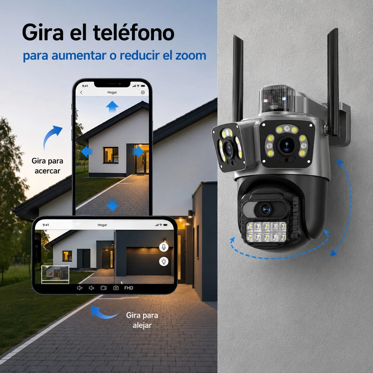 Cámara de Seguridad Wi-Fi Exterior 6MP con Doble Lente y Visión Panorámica PANORVIA™