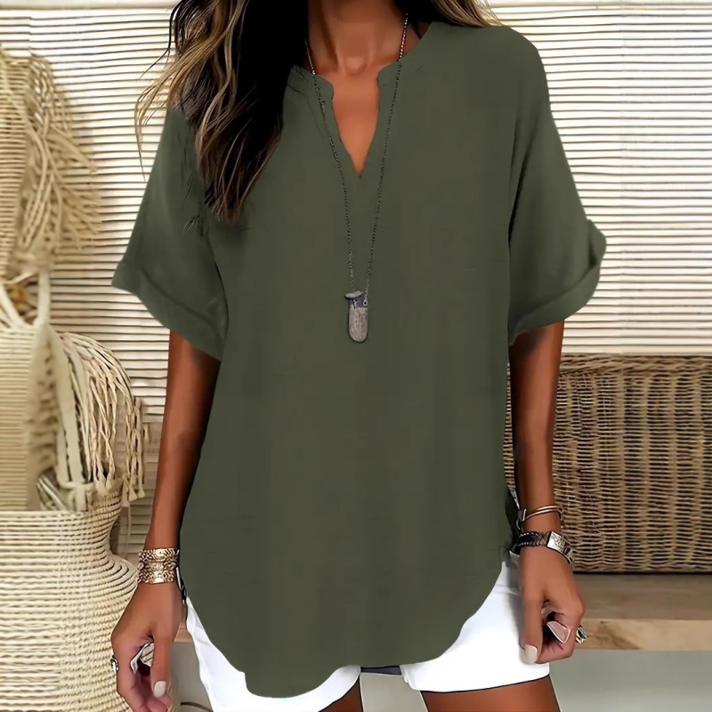 👕 Camiseta de Manga Corta Holgada y Lisa para Mujer – Estilo Casual y Moderno 🌸✨