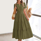 Vestido largo de cintura smock Bohemi chic para mujer