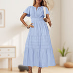 Vestido largo de cintura smock Bohemi chic para mujer
