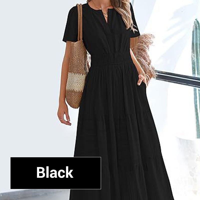 Vestido largo de cintura smock Bohemi chic para mujer