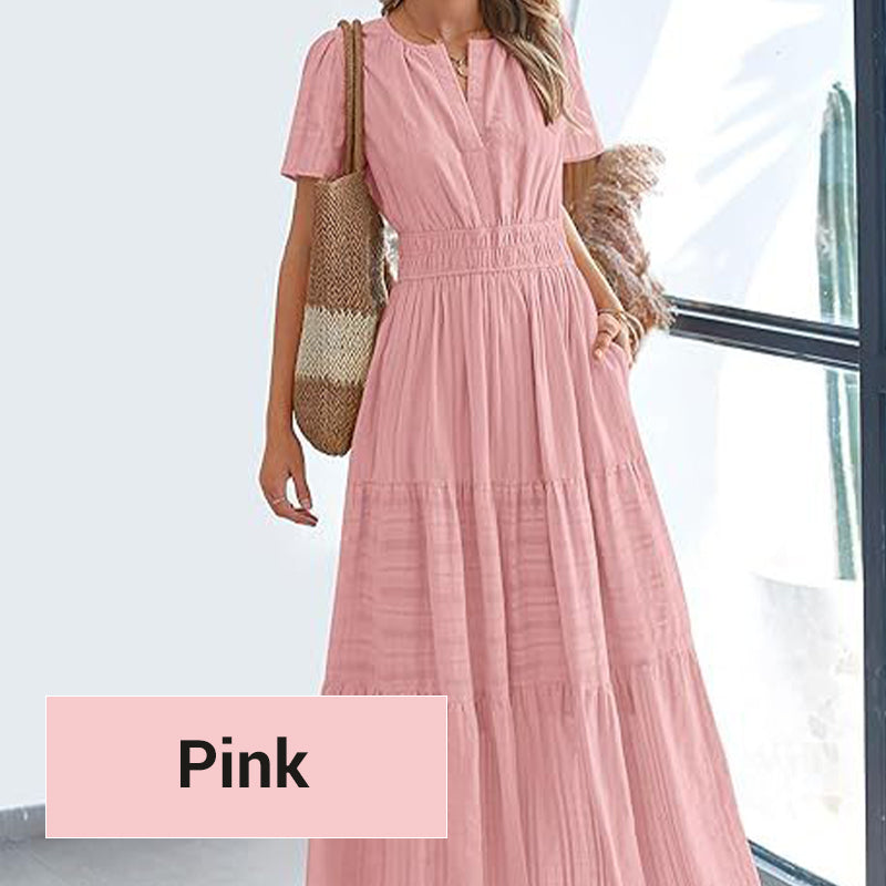 Vestido largo de cintura smock Bohemi chic para mujer