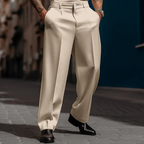 Pantalones casuales de pierna ancha plisados para hombre