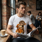 🥰 Camiseta gráfica unisex con diseño de mono abrazando juguete