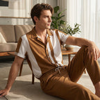 Conjunto de 2 piezas de camisa y pantalones con bloques de color para hombre