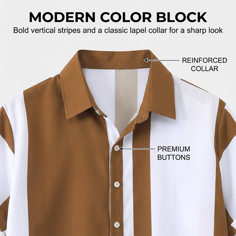 Conjunto de 2 piezas de camisa y pantalones con bloques de color para hombre