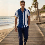 Conjunto de 2 piezas de camisa y pantalones con bloques de color para hombre
