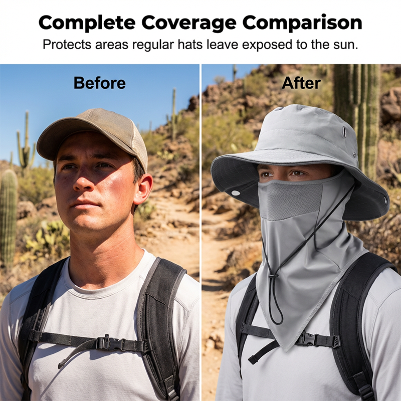 Gorra de pescador transpirable con mascarilla desmontable